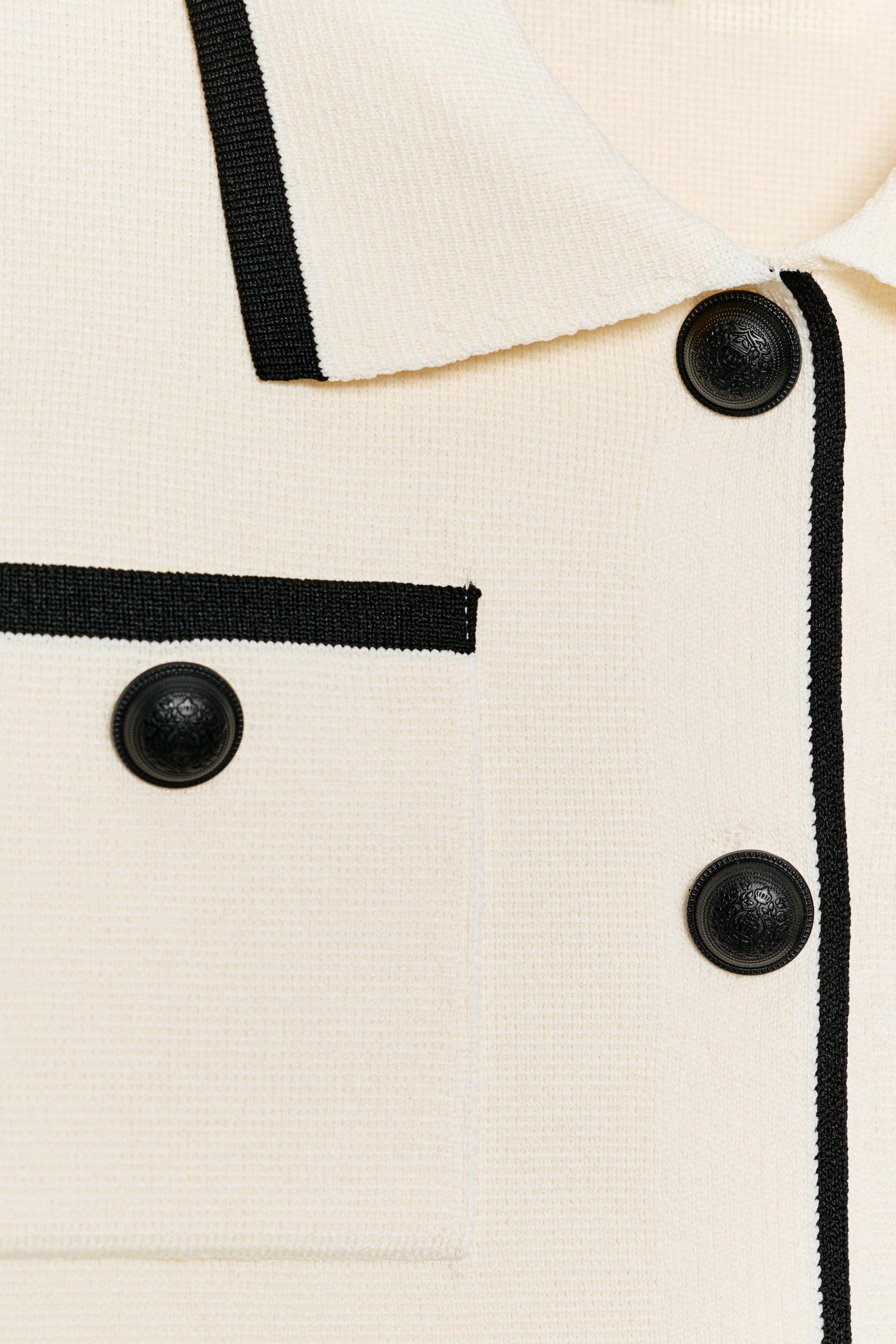 SHORT SLEEVE CONTRAST TRIM CARDIGAN
